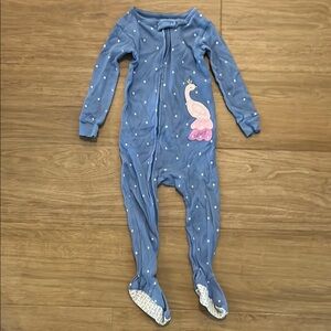Carter's Blue and Pink Footies with Peacock Design